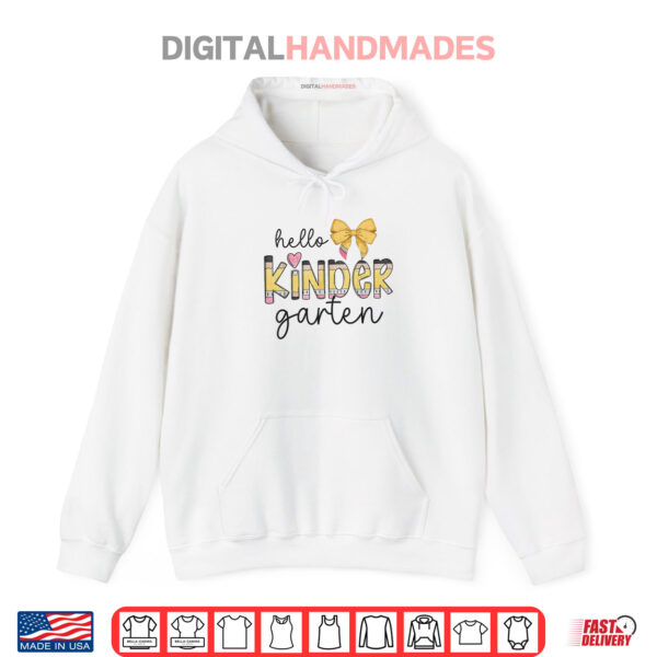 Hoodie Hello Kindergarten Teacher Squad Coquette Bow Pencil School Shirt