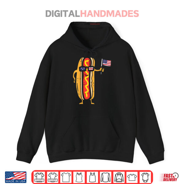 Hoodie Hotdog Sunglasses American Flag USA Funny 4th Of July Fourth Shirt