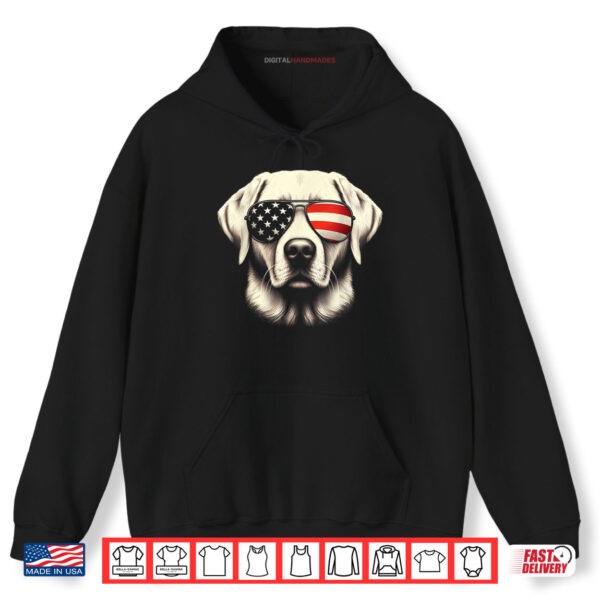 Hoodie Labrador American Flag Sunglasses 4th of July Patriotic Dog Shirt