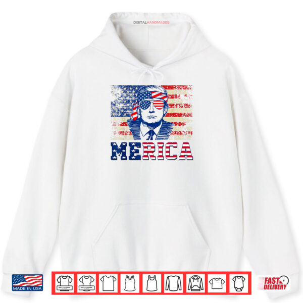 Hoodie MERICA TRUMP Happy Fourth 4th Of July Trump American Flag Shirt digitalhandmades