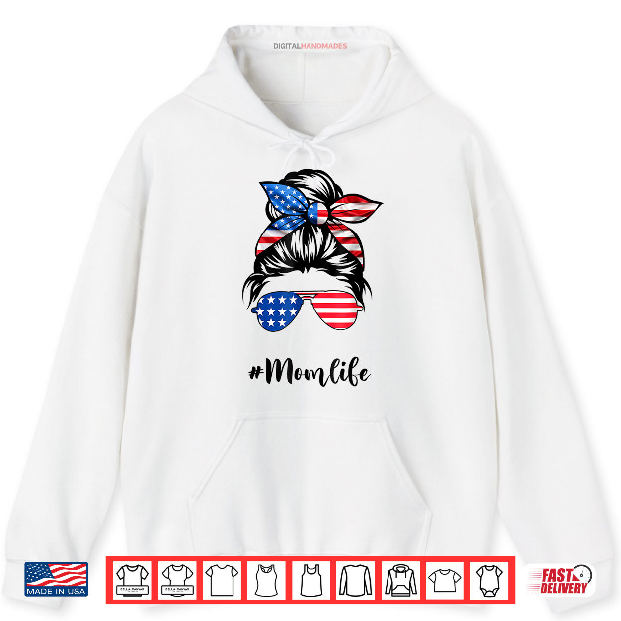 Mom Life American Mom Messy Bun Women USA Flag 4th of July Shirt Mom Life American Mom Messy Bun Women USA Flag 4th of July Shirt