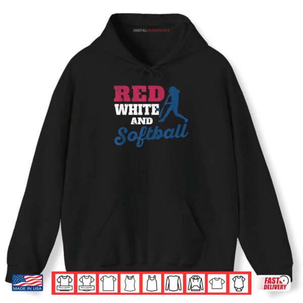 Hoodie Patriotic Red White Softball Shirt