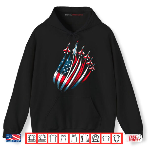 Hoodie Patriotic USA Flag Fighter Jets 4th of July Shirt