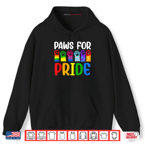 Hoodie Paws For Pride Month LGBTQ Gay Lesbian Pets Cats Dogs Lover Shirt