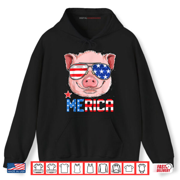 Pig Merica 4th of July Girls Kids American Flag USA Shirt 2 Hoodie Pig Merica 4th of July Girls Kids American Flag USA Shirt