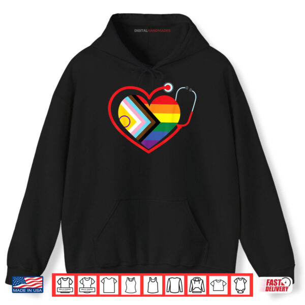 Rainbow Heart LGBTQ+ Doctor Nurse Medical Pride Month Squad Shirt 2 Hoodie Rainbow Heart LGBTQ Doctor Nurse Medical Pride Month Squad Shirt
