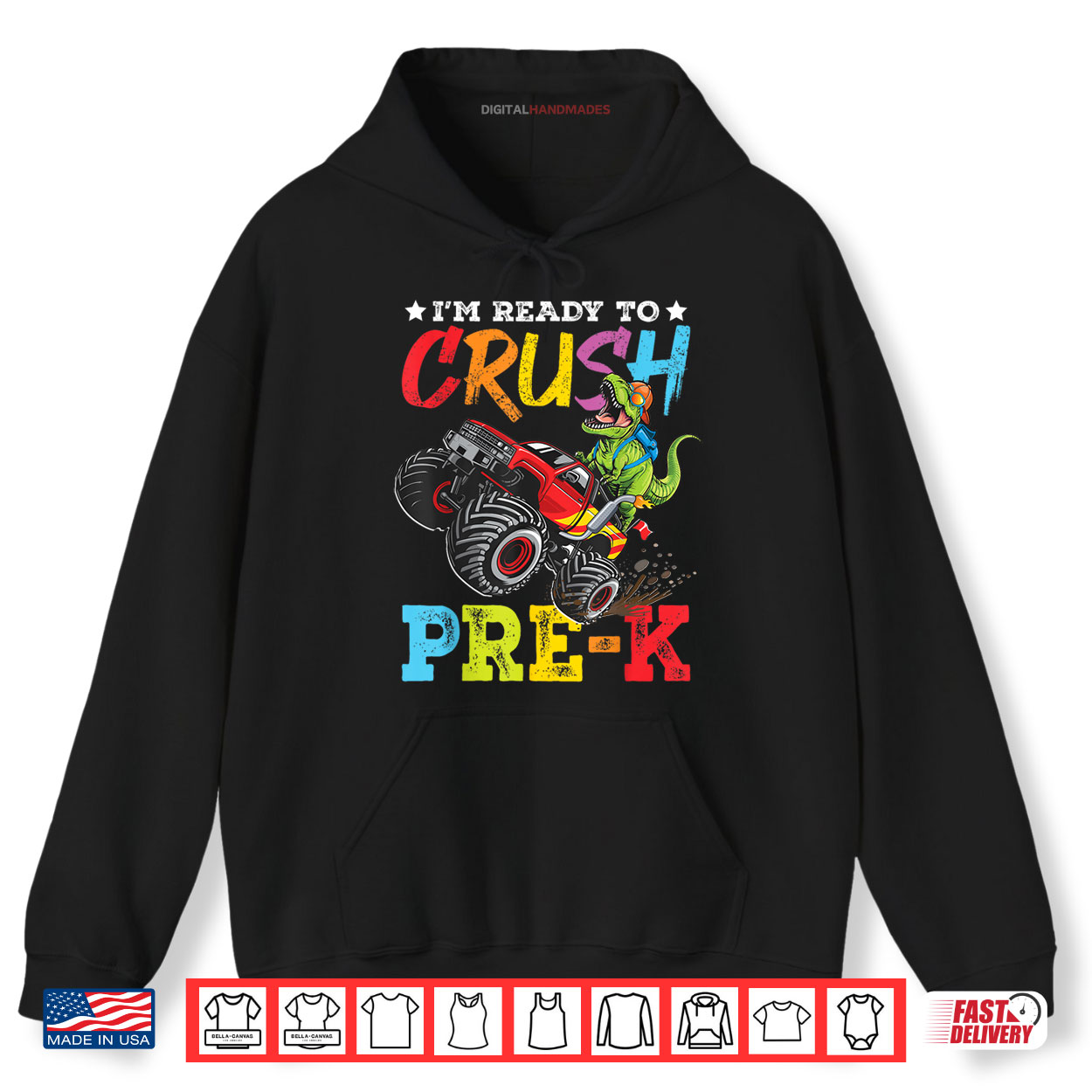 Ready To Crush Pre K Back To School Monster Truck Dinosaur Shirt Ready To Crush Pre K Back To School Monster Truck Dinosaur Shirt