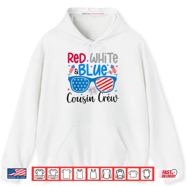 Hoodie Red White Blue Cousin Crew 4th of July Kids USA Sunglasses Shirt