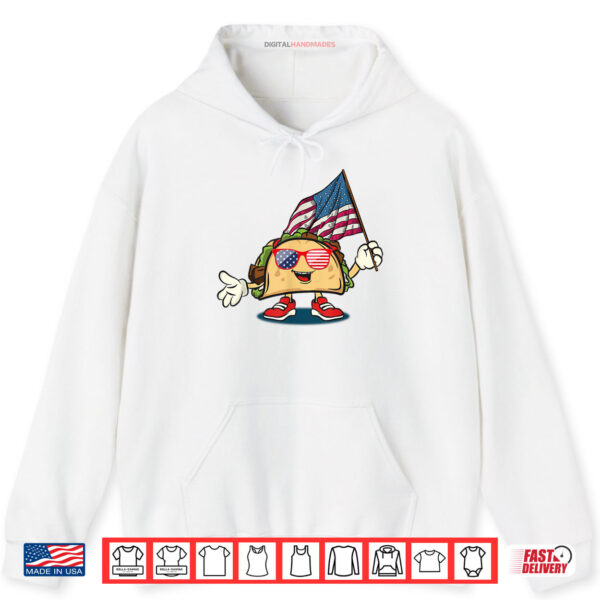 Hoodie Taco Sunglasses American Flag 4th Of July Patriotic Shirt