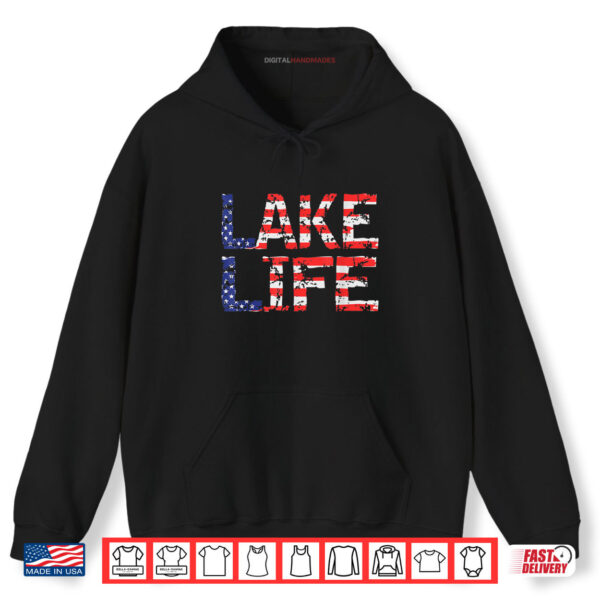 Hoodie Vintage Lake Life 4th of July Patriotic Shirt