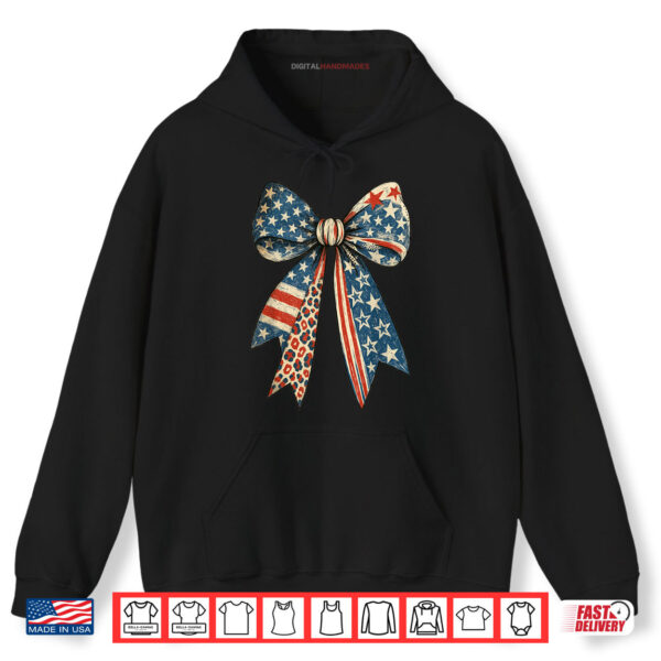 Hoodie Vintage USA Bow in Red White Blue for Patriotic 4th Of July Shirt