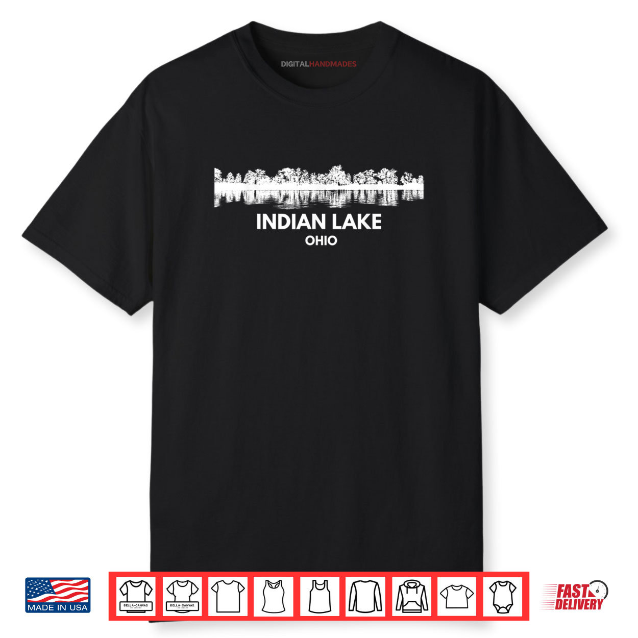 INDIAN Lake OHIO Trip Funny Summer Fishing Camping Crew Shirt