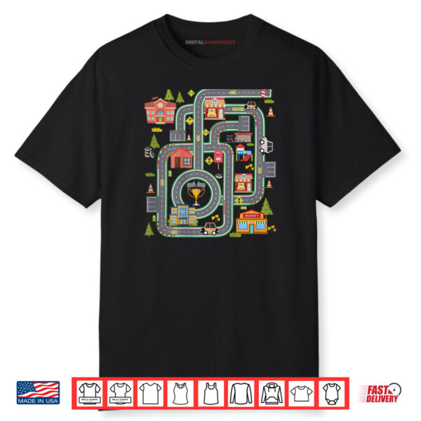 Kid Play Cars On Dad Back Race Track Mat Father’s Day Shirt