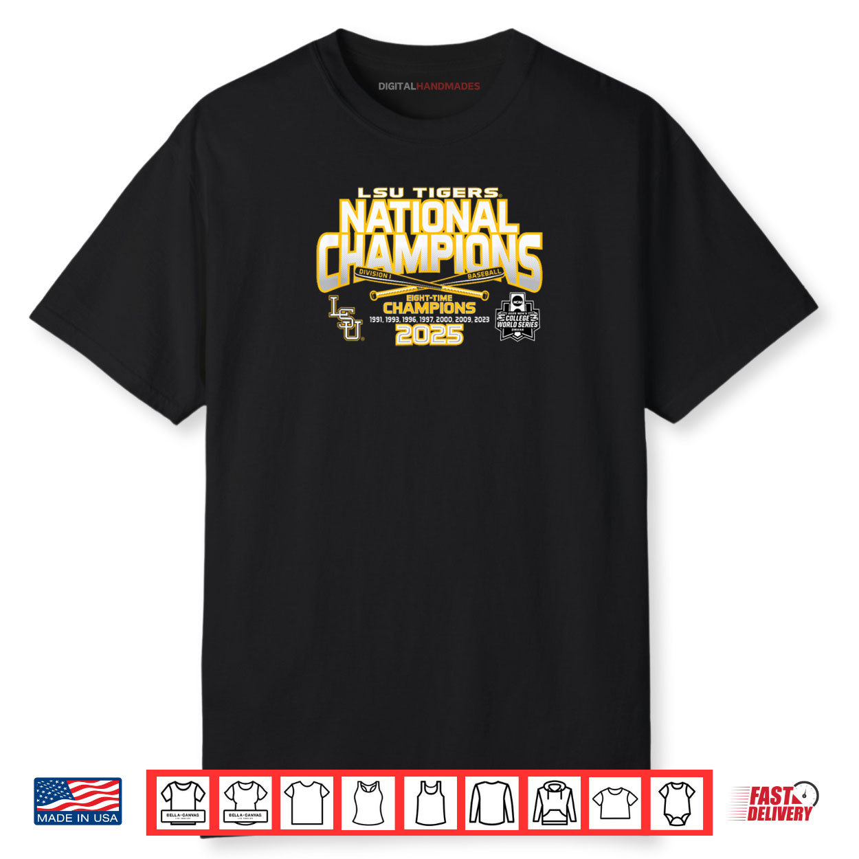 LSU Tigers Baseball National Champs 2025 MCWS Homerun Shirt