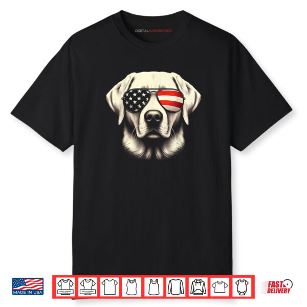 Labrador American Flag Sunglasses 4th of July Patriotic Dog Shirt