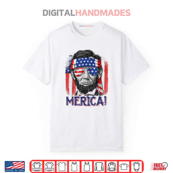 Lincoln 4th of July Boys Kids Men Merica American Flag Shirt