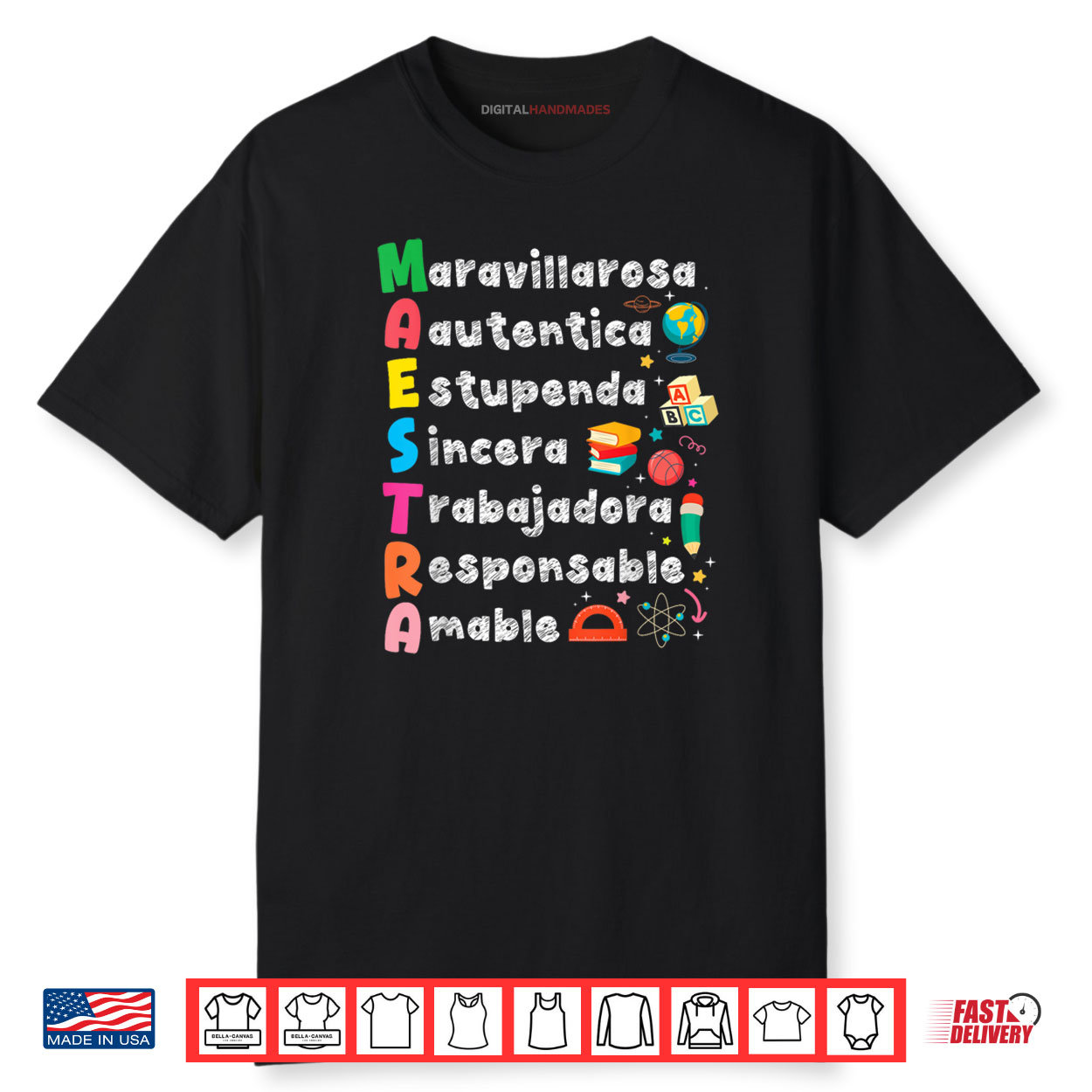 Maestra Acronym Spanish Teacher Back To School Latina Shirt