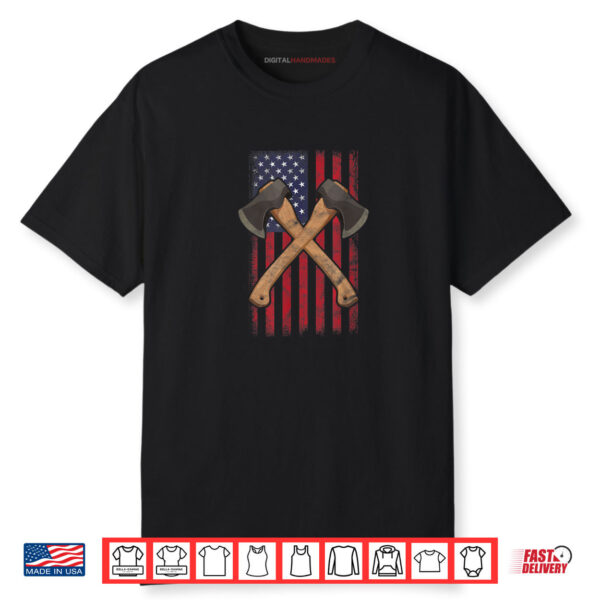 Mens Axe Throwing Ax Thrower American Flag 4th of July Vintage Shirt