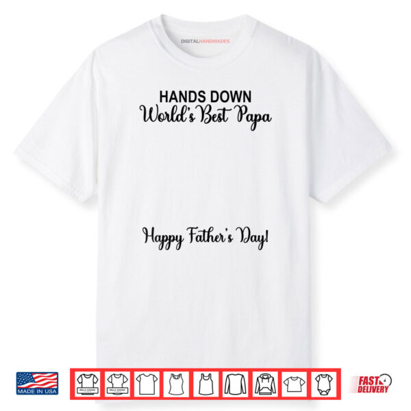 Mens World’s Best Papa Put Child’s Handprints Happy Father’s Day Shirt