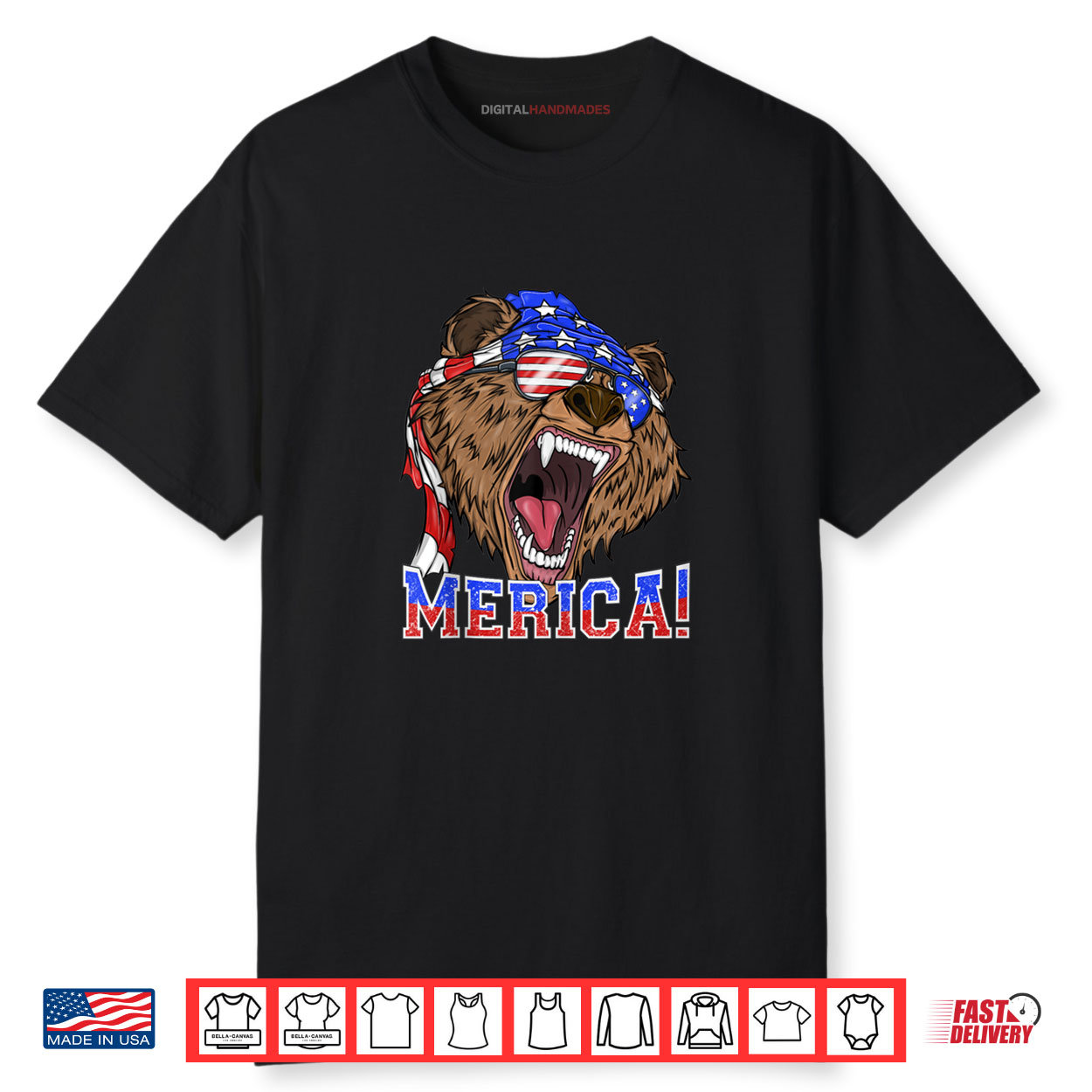 Merica Grizzly Bear 4th of July Patriotic Merica Grizzly Bear 4th of July Patriotic