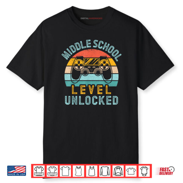 Middle School Level Unlocked Video Game Back to School Shirt