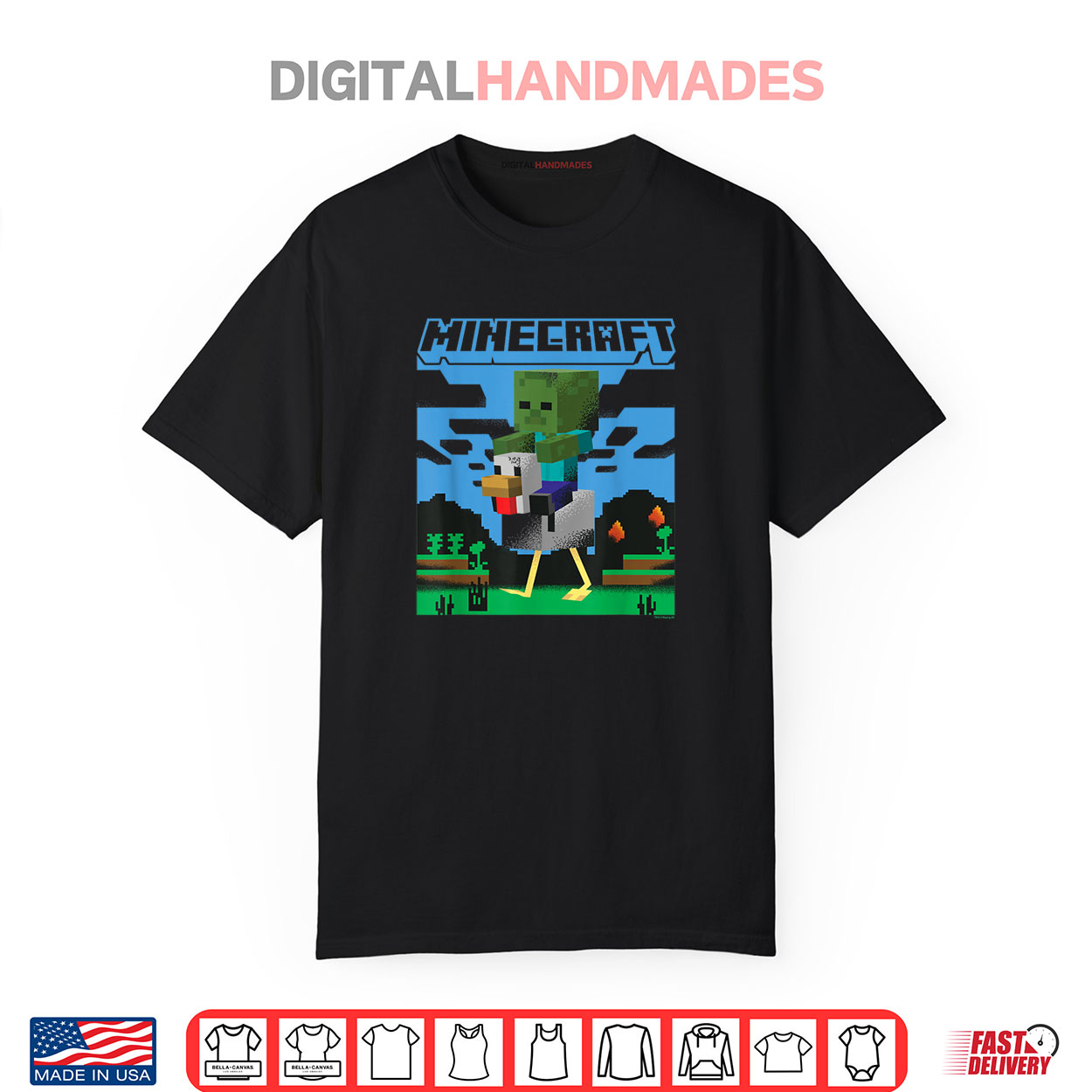 Minecraft Chicken Jockey Day Walk Poster Shirt