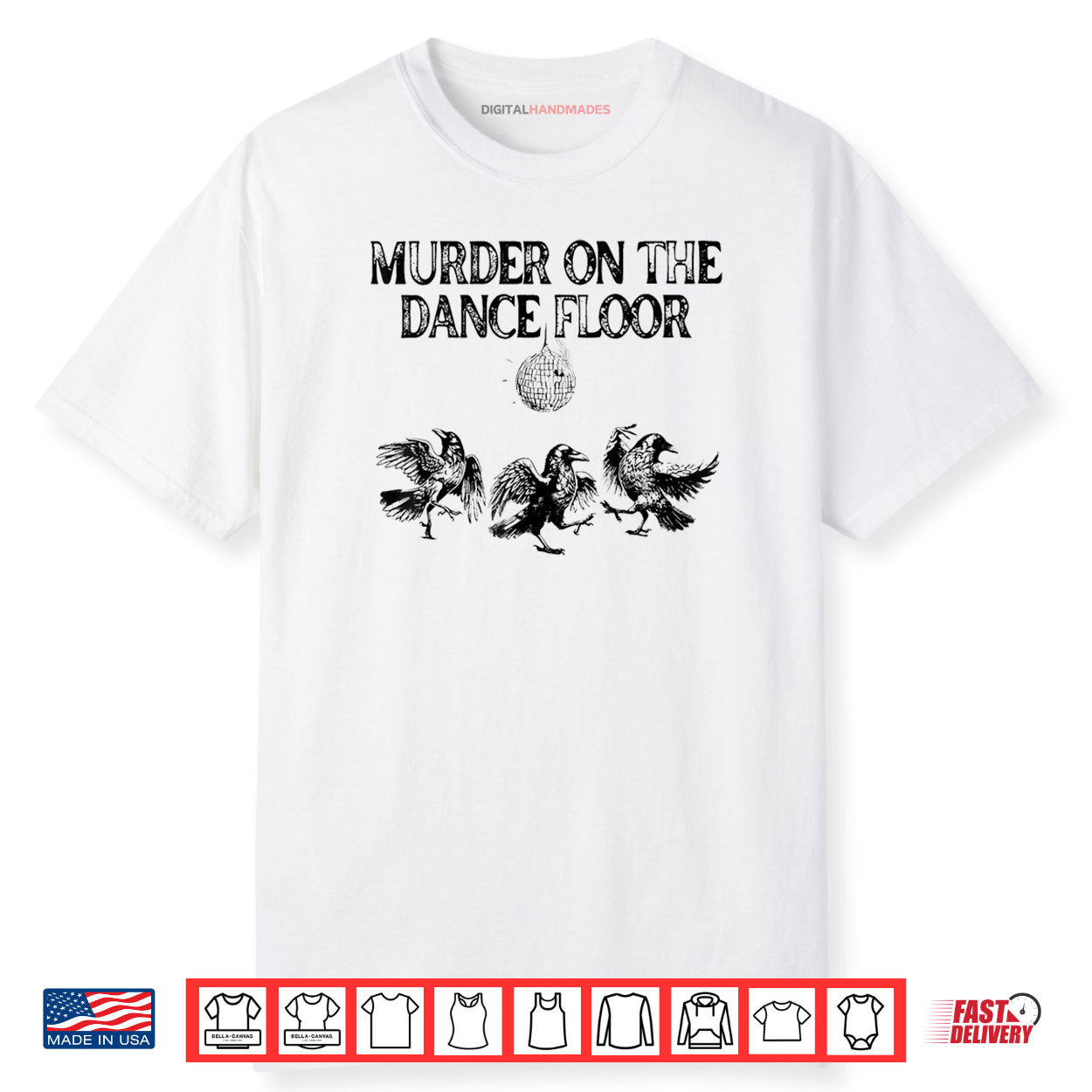 Murder On The Dance Floor Funny Crow Dancing Disco Shirt