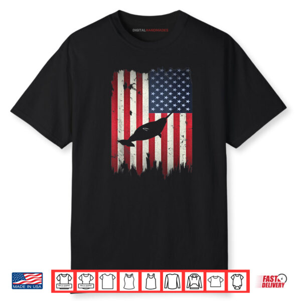 Narwhal USA American Flag 4th of July Patriotic Shirt