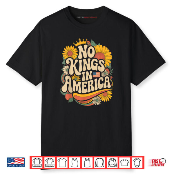 No King In American Democracy Retro Floral 70s Shirt