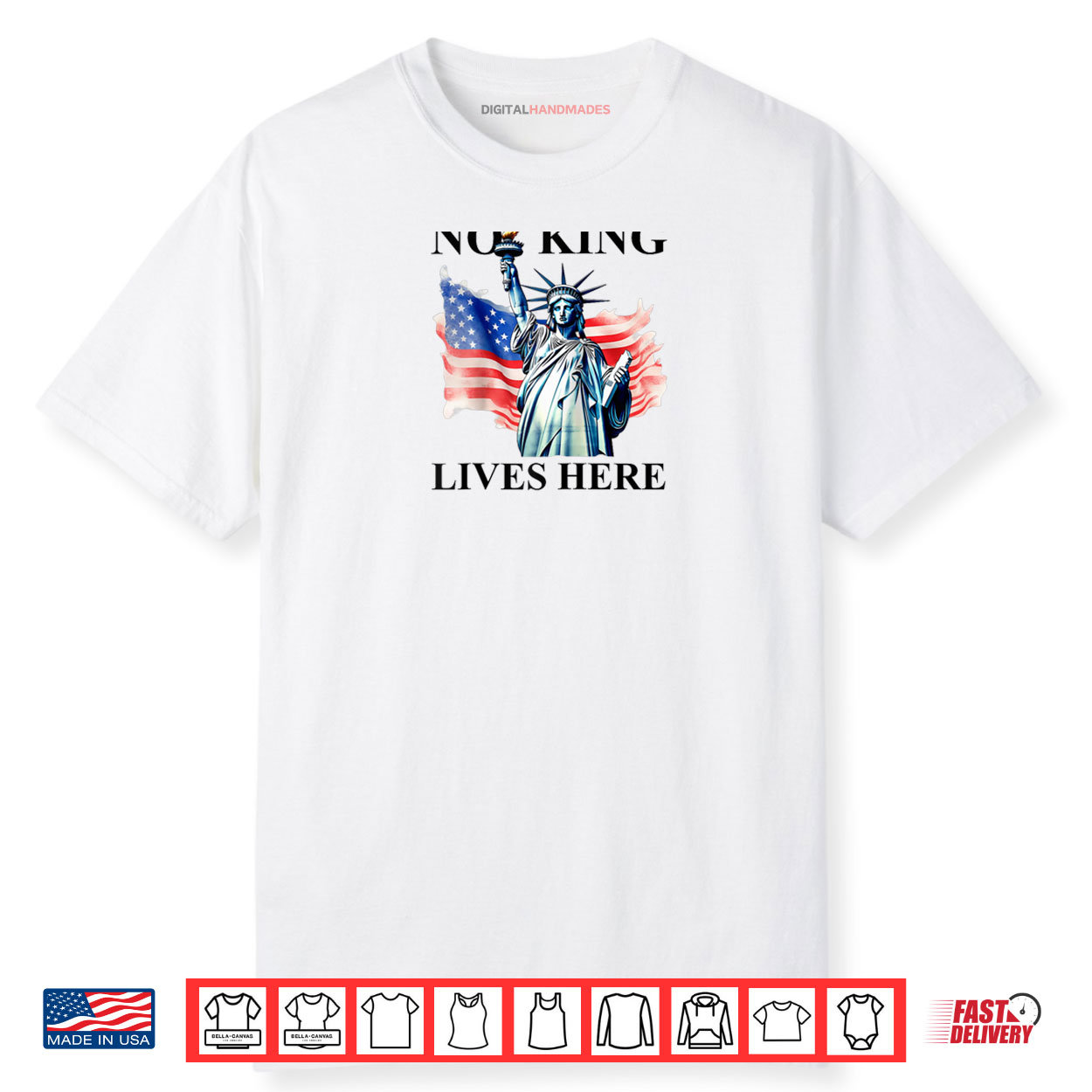 No King Lives Here No Kings in America Freedom American Flag Raglan Shirt No King Lives Here No Kings in America Freedom American Flag Raglan Shirt