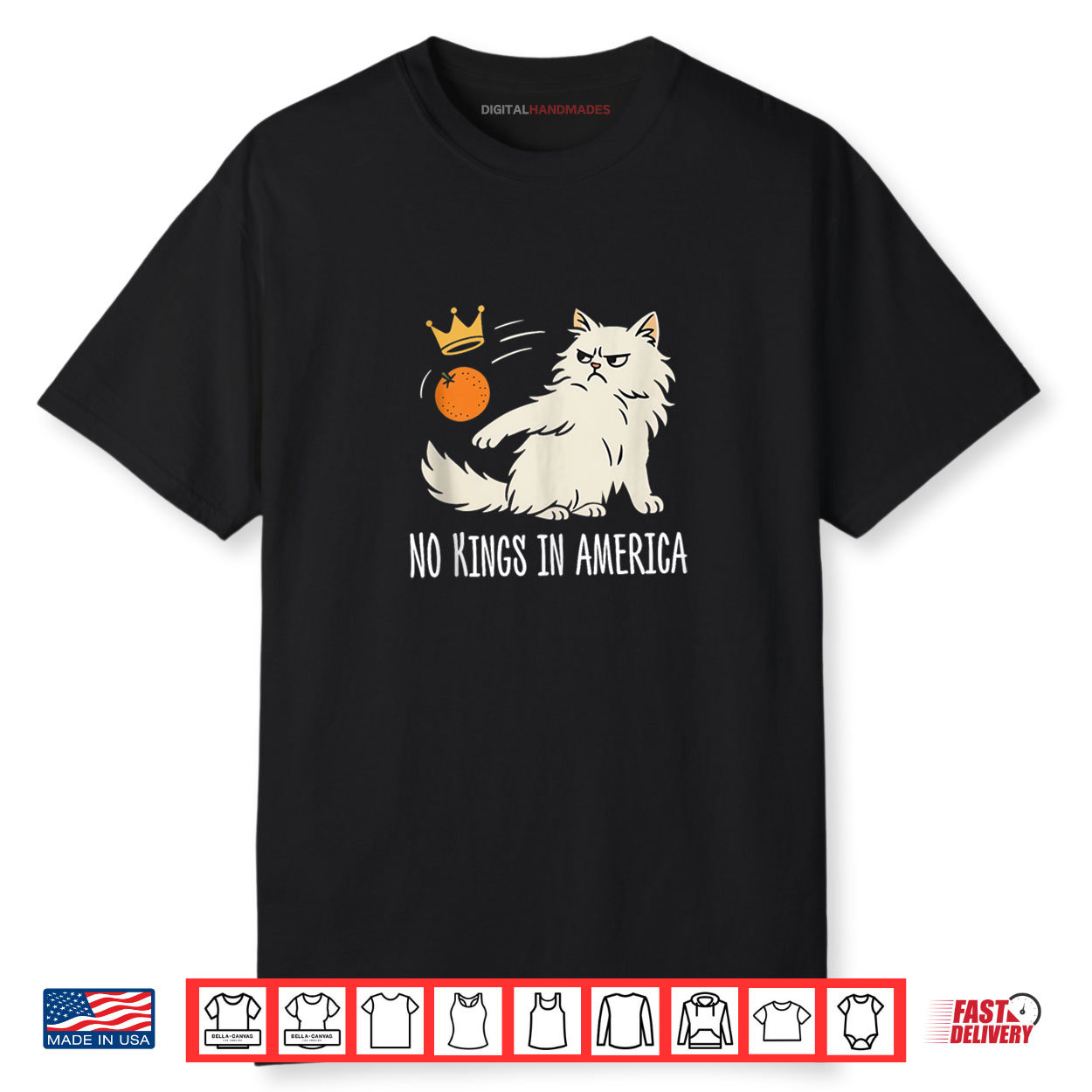 No Kings In America Funny Cat Shirt