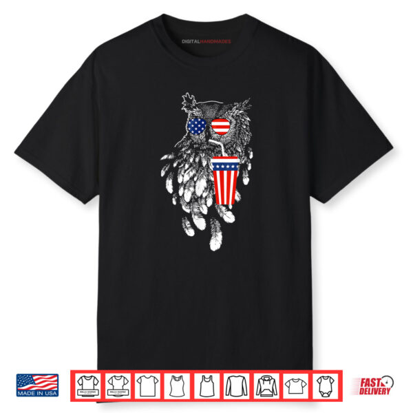 Owl 4th of July Owl Wearing American Flag Glasses Owl Shirt