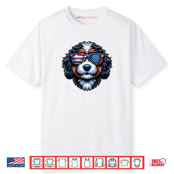 Patriotic Bernedoodle American Flag Sunglasses 4th Of July Shirt