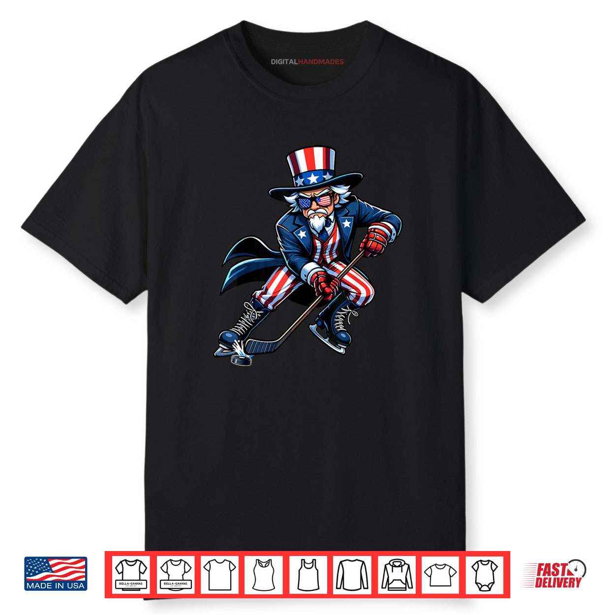 Patriotic Uncle Sam Hockey Player 4th of July Shirt