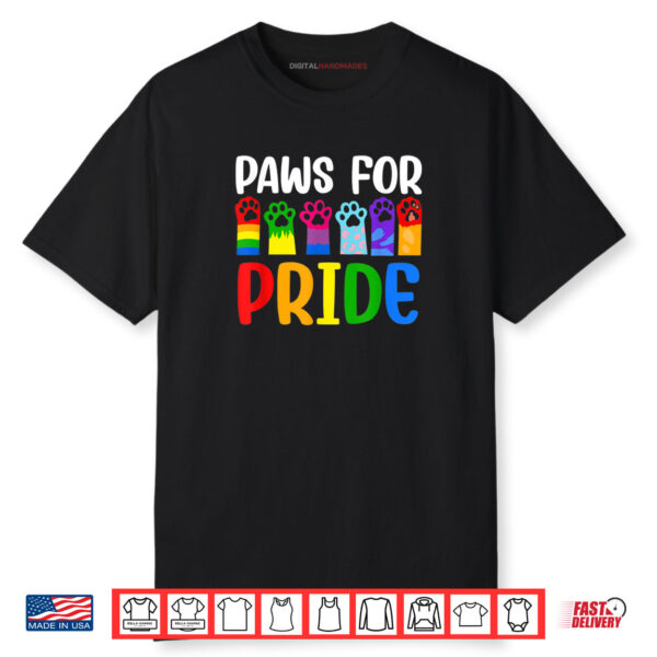 Paws For Pride Month LGBTQ Gay Lesbian Pets Cats Dogs Lover Shirt