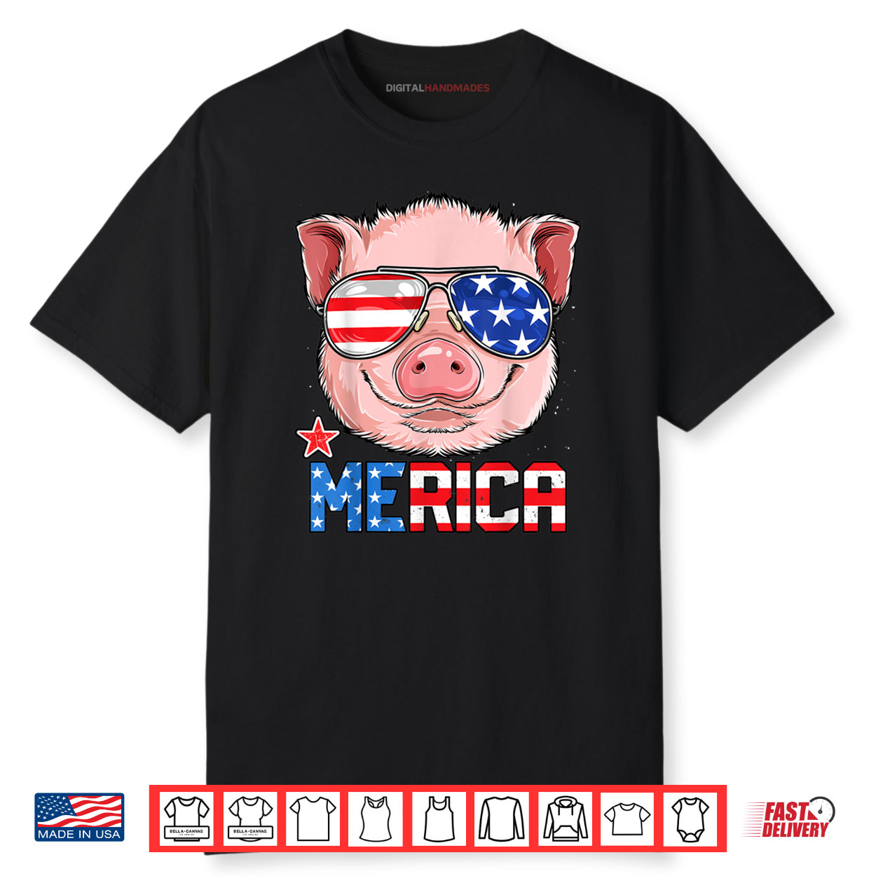 Pig Merica 4th of July Girls Kids American Flag USA Shirt Pig Merica 4th of July Girls Kids American Flag USA Shirt