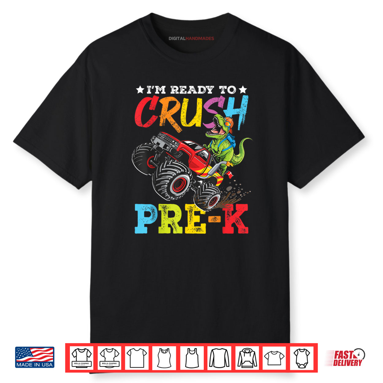 Ready To Crush Pre K Back To School Monster Truck Dinosaur Shirt Ready To Crush Pre K Back To School Monster Truck Dinosaur Shirt