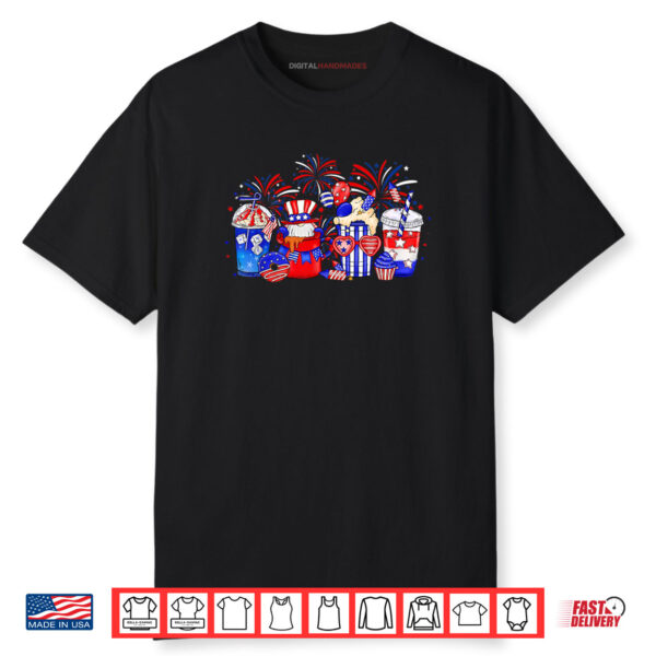 Red White Brew Patriotic Ice Coffee Funny 4th of July Coffee Shirt