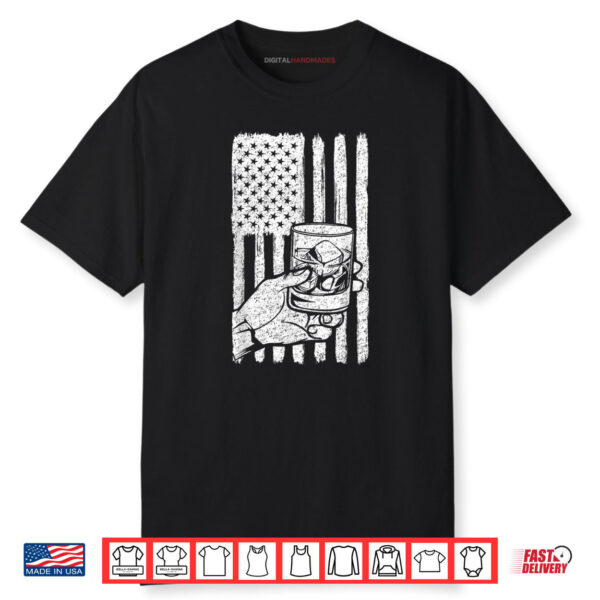 Retro Bourbon Whisky 4th of July American USA Flag Shirt
