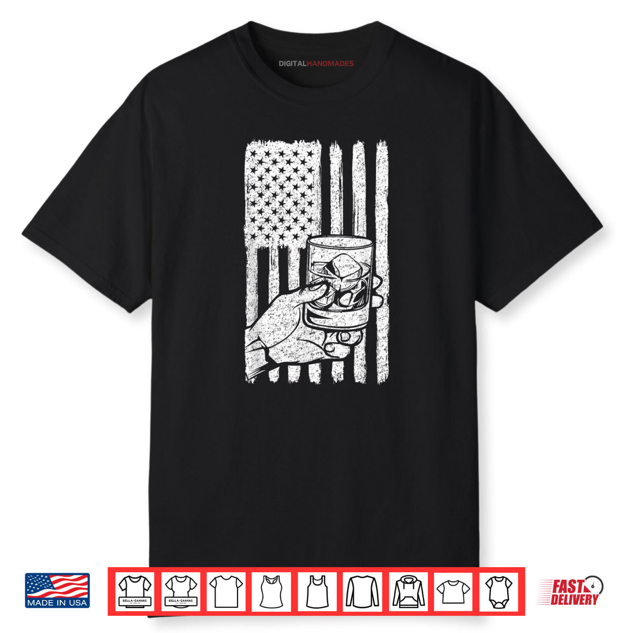 Retro Bourbon Whisky 4th of July American USA Flag Shirt Retro Bourbon Whisky 4th of July American USA Flag Shirt