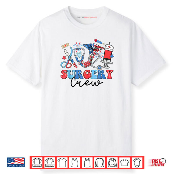 Retro Surgery Crew American Flag Surgical Tech 4th Of July Shirt