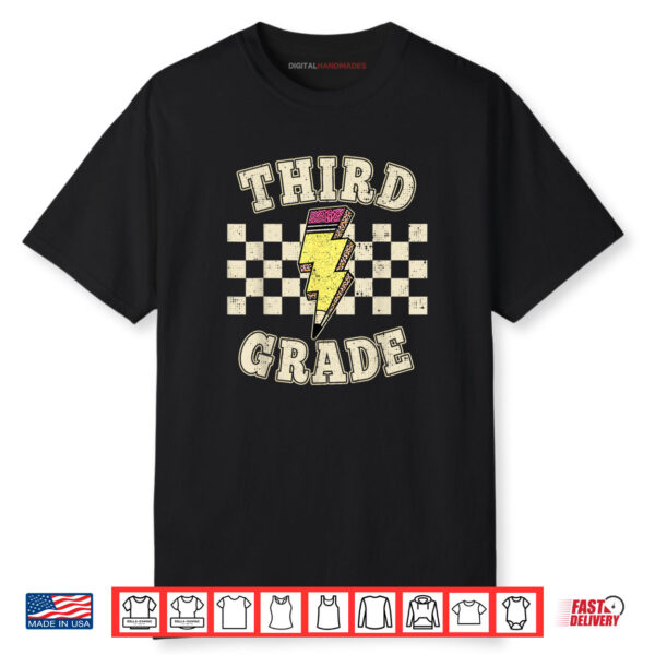 Retro Third Grade Teacher Lightning Bolt Pencil Teacher Shirt
