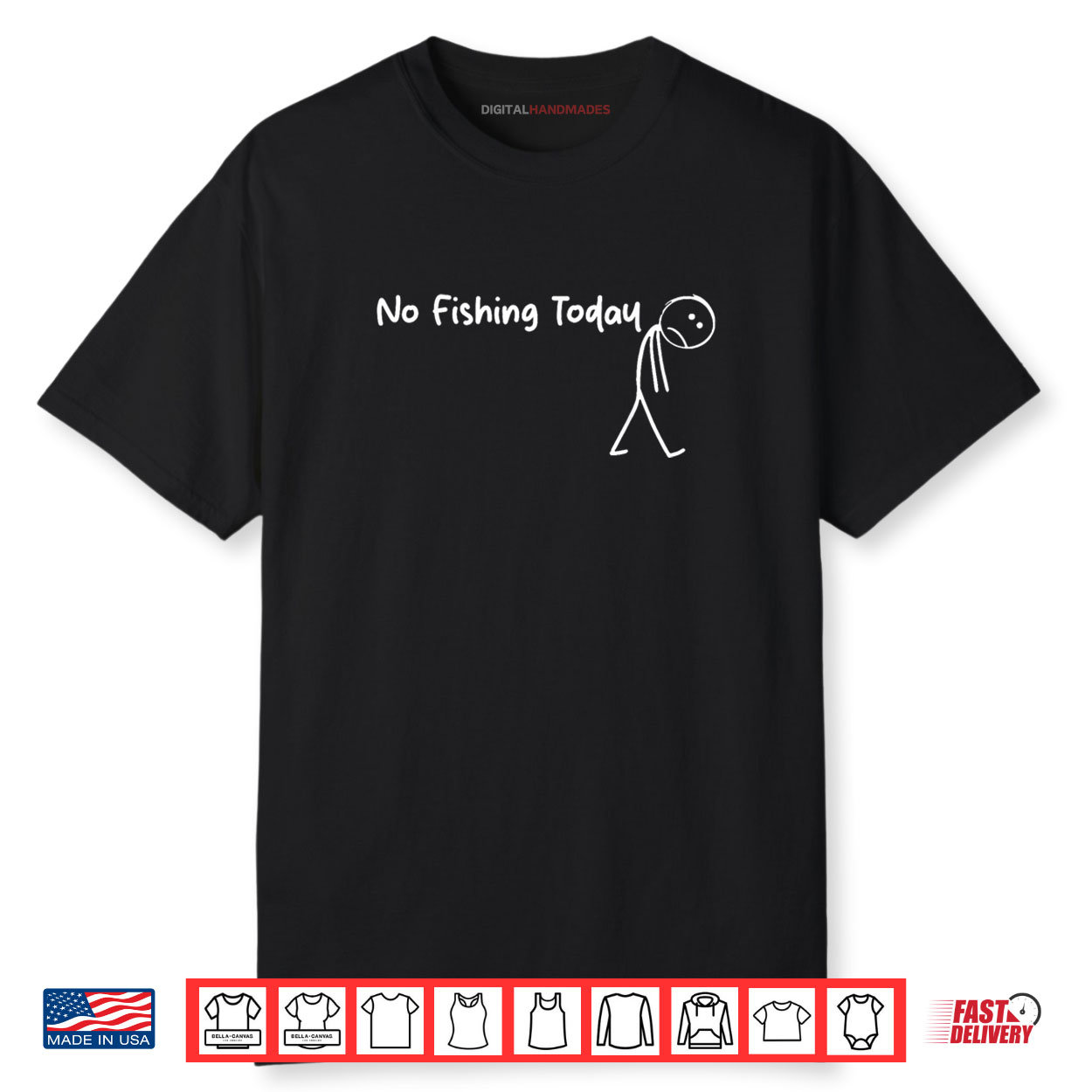 Sad Stick Figure Fishing Lover No Fishing Today Shirt