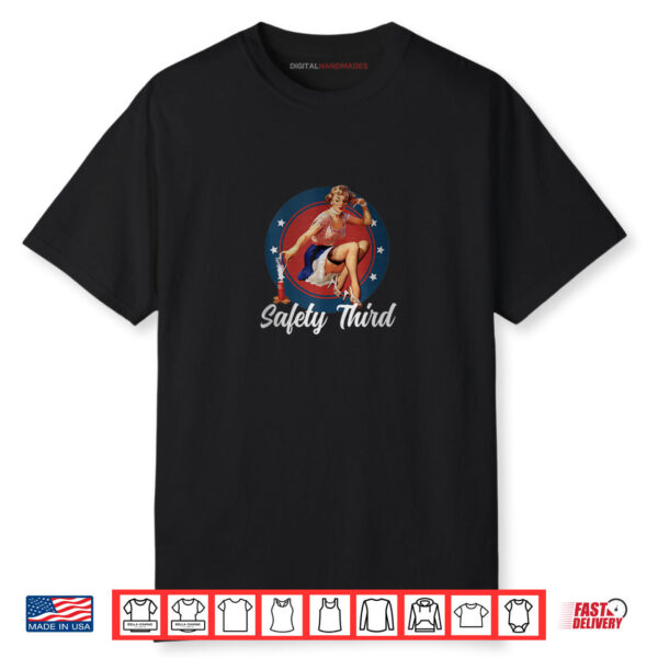 Safety Third 4th of July Patriotic Fireworks Pin Up Shirt
