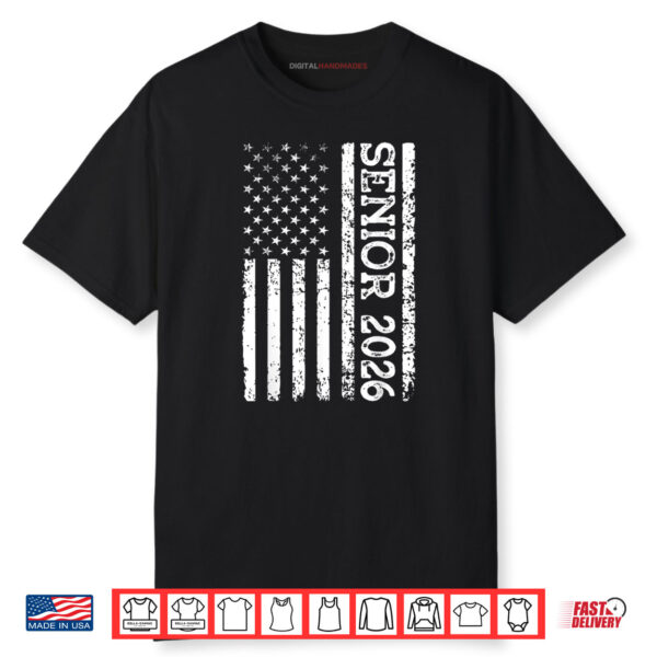 Senior Class Of 2026 Patriotic American USA Flag Graduation Shirt