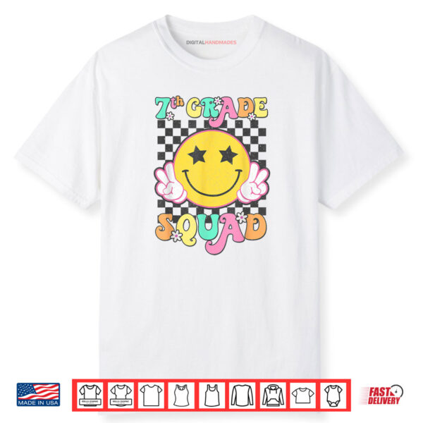 Seventh Grade Squad Smile Retro Back To School 7th Grade Shirt