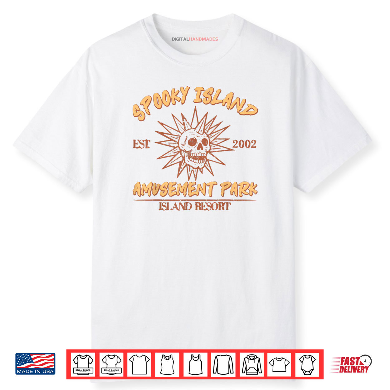 Spooky Island Retro Halloween Skull 90s Halloween Summerween Shirt