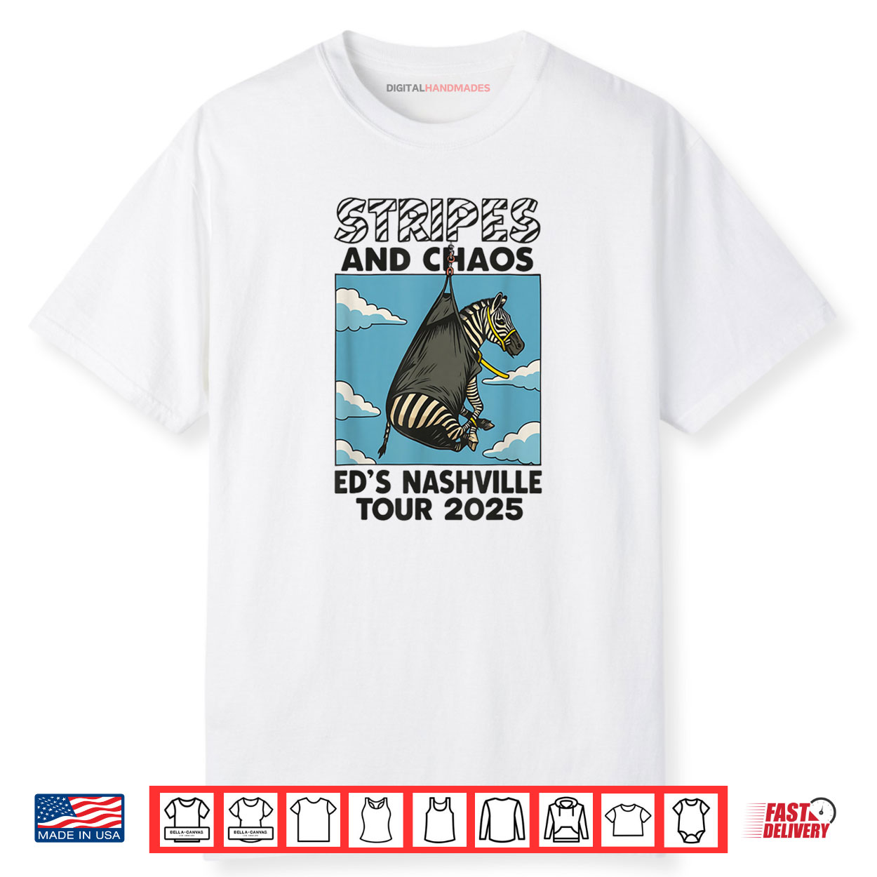 Stripes And Chaos Ed’s Nashville Tour 2025 Zebra Design Shirt