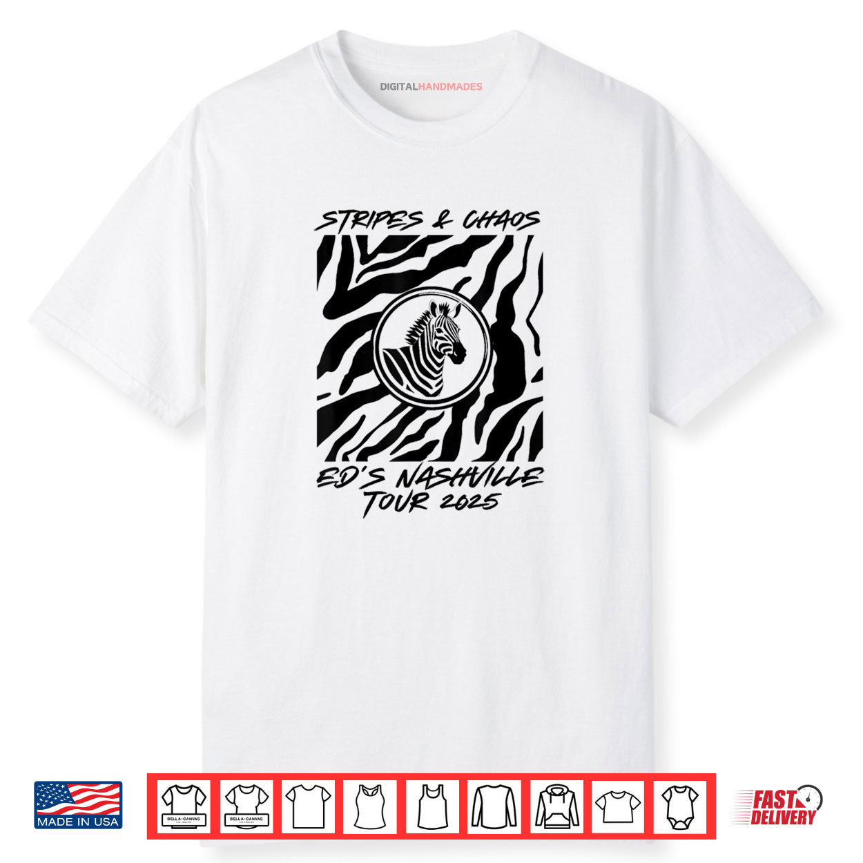 Stripes and Chaos Ed’s Nashville Tour 2025 Zebra Design Shirt