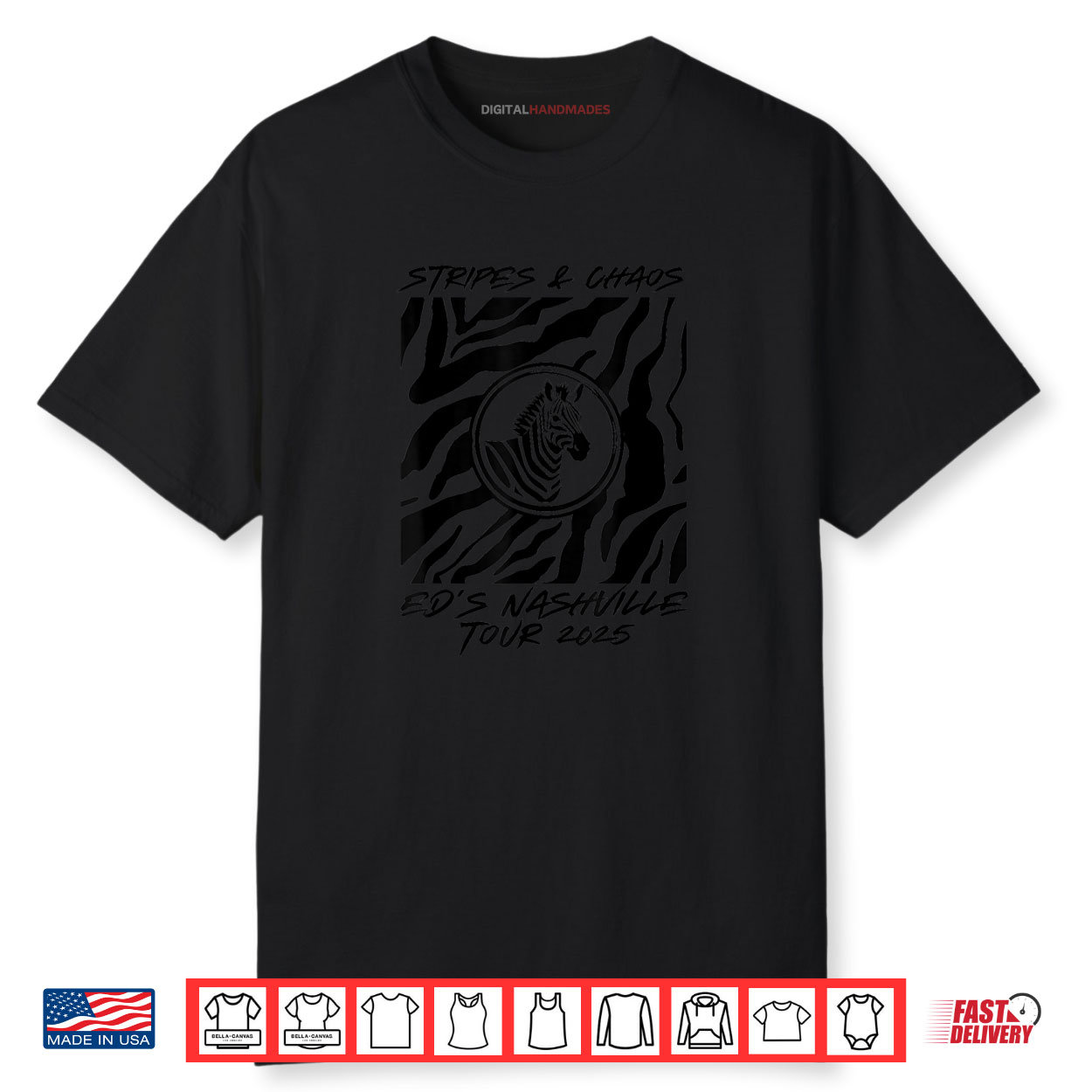 Stripes and Chaos Ed’s Nashville Tour 2025 Zebra Design Shirt